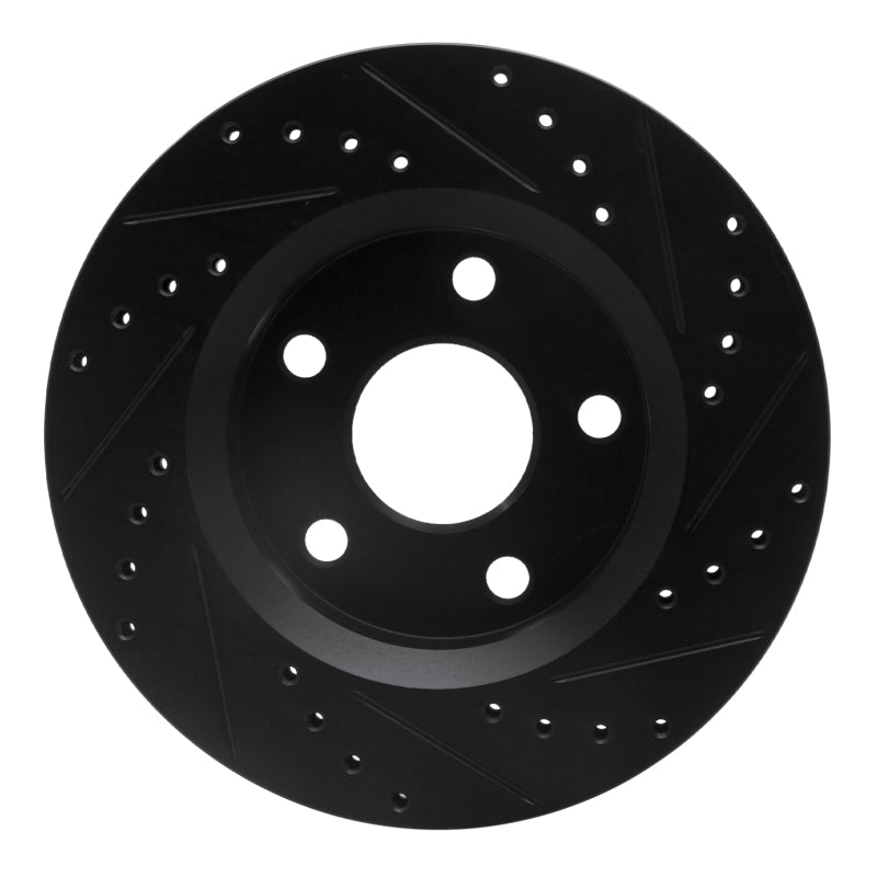 R1 Concepts R1 07-18 Jeep Wrangler Front Left Drilled & Slotted Black Brake Rotor