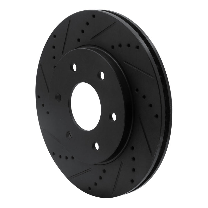 R1 Concepts R1 04-05 Infiniti QX56 Front Left Drilled & Slotted Black Brake Rotor