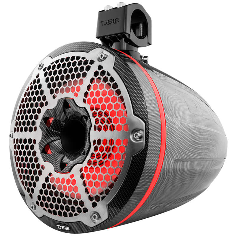 DS18 Marine And Psports Towers With 10in 1in Driver 300 Watts RMS RGB LED Lights Black Carbon Fiber