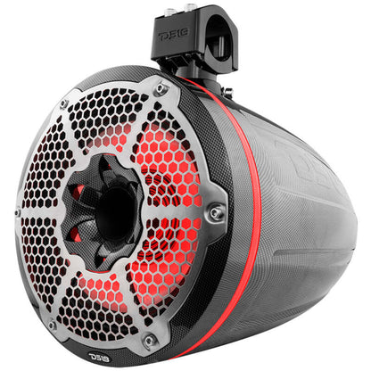DS18 Marine And Psports Towers With 10in 1in Driver 300 Watts RMS RGB LED Lights Black Carbon Fiber