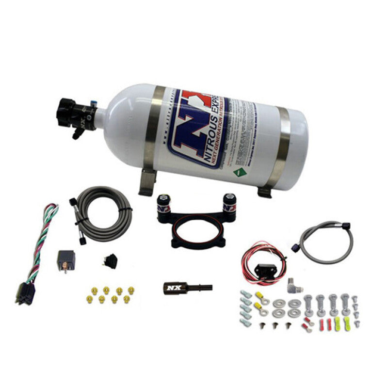Nitrous Express 11-15 Ford Mustang GT 5.0L Coyote 4 Valve Nitrous Plate Kit (50-200HP) w/10lb Bottle