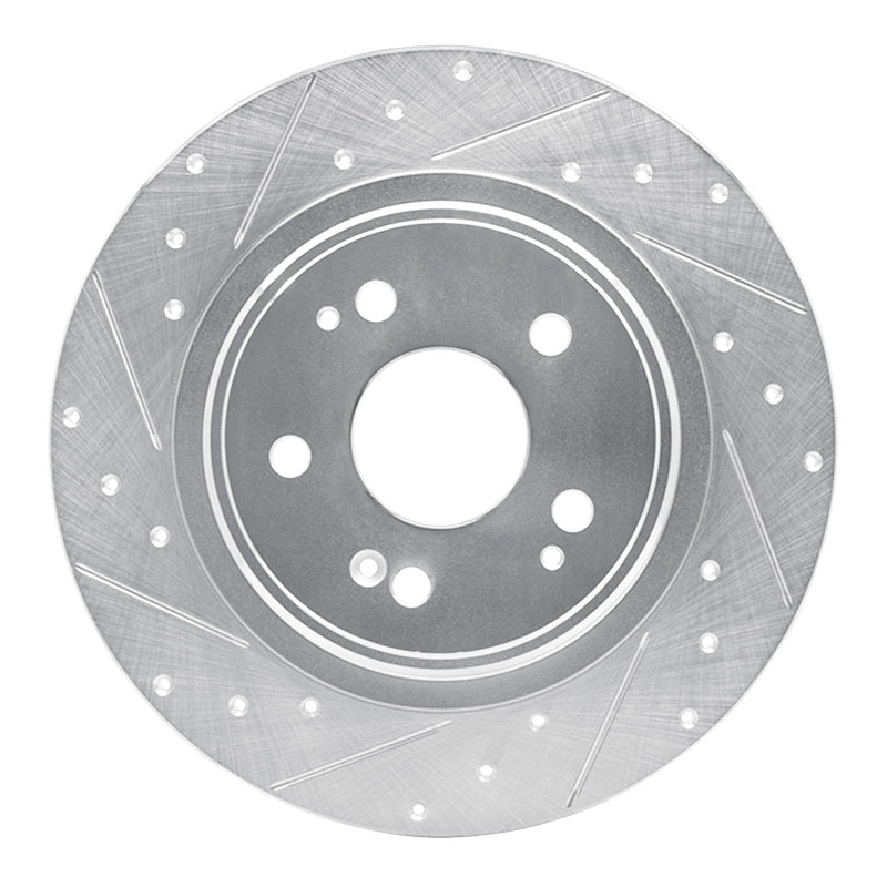 R1 Concepts R1 17-20 Acura MDX Rear Left Drilled & Slotted Silver Brake Rotor