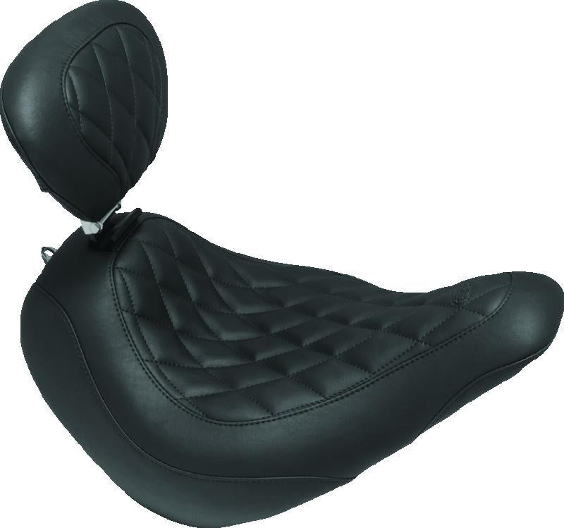 Mustang Motorcycle Mustang 18-21 Harley Low Rider, Sport Glide Wide Tripper Solo Seat w/DBR Diamond Stitch - Black