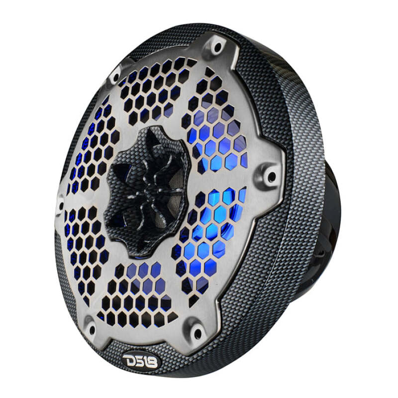 DS18 NXL-M Series Spkr w/ RGB LED Lights 6.5in 2-Way 125 Watts RMS 4 ohm Black Crbn Fiber w/ Cover