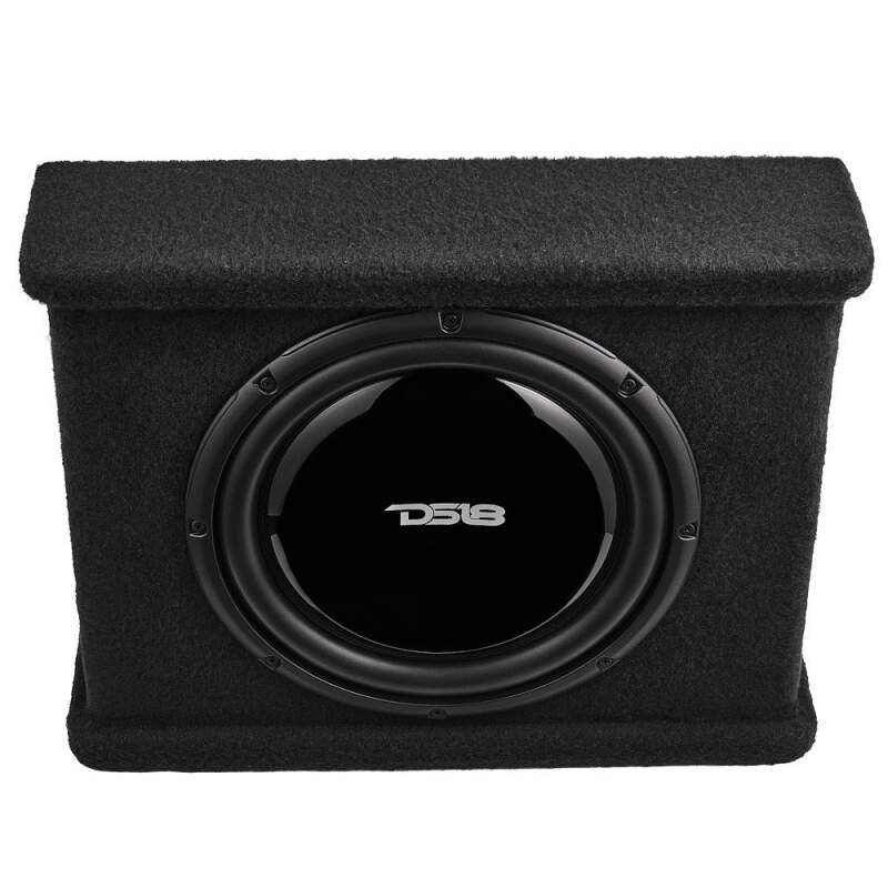 DS18 Single 12in Shallow Subwoofer and Enclosure 350 Watts RMS Sealed Black Carpet