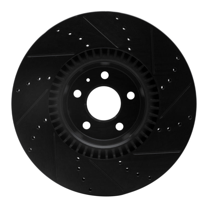 R1 Concepts R1 12-18 Audi A7 Quattro Front Left Drilled & Slotted Black Brake Rotor