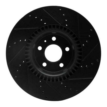 R1 Concepts R1 12-18 Audi A7 Quattro Front Left Drilled & Slotted Black Brake Rotor