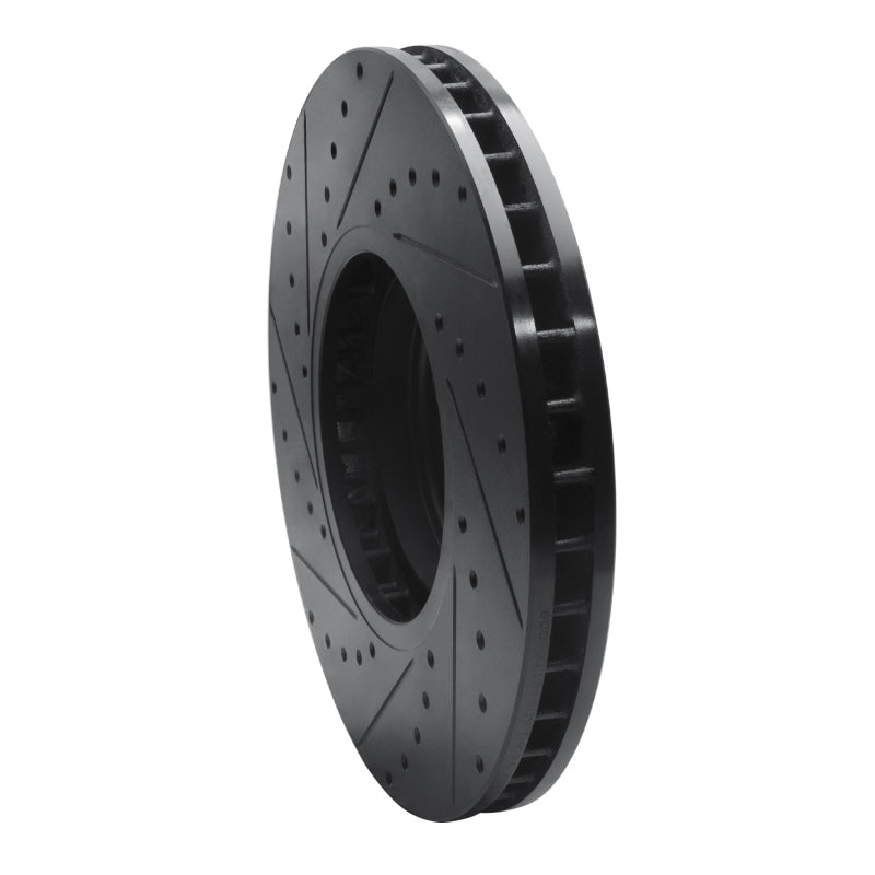 R1 Concepts R1 02-06 BMW X5 Front Right Drilled & Slotted Black Brake Rotor