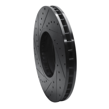 R1 Concepts R1 02-06 BMW X5 Front Right Drilled & Slotted Black Brake Rotor