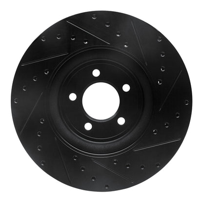 R1 Concepts R1 06-10 Jaguar XK Front Left Drilled & Slotted Black Brake Rotor
