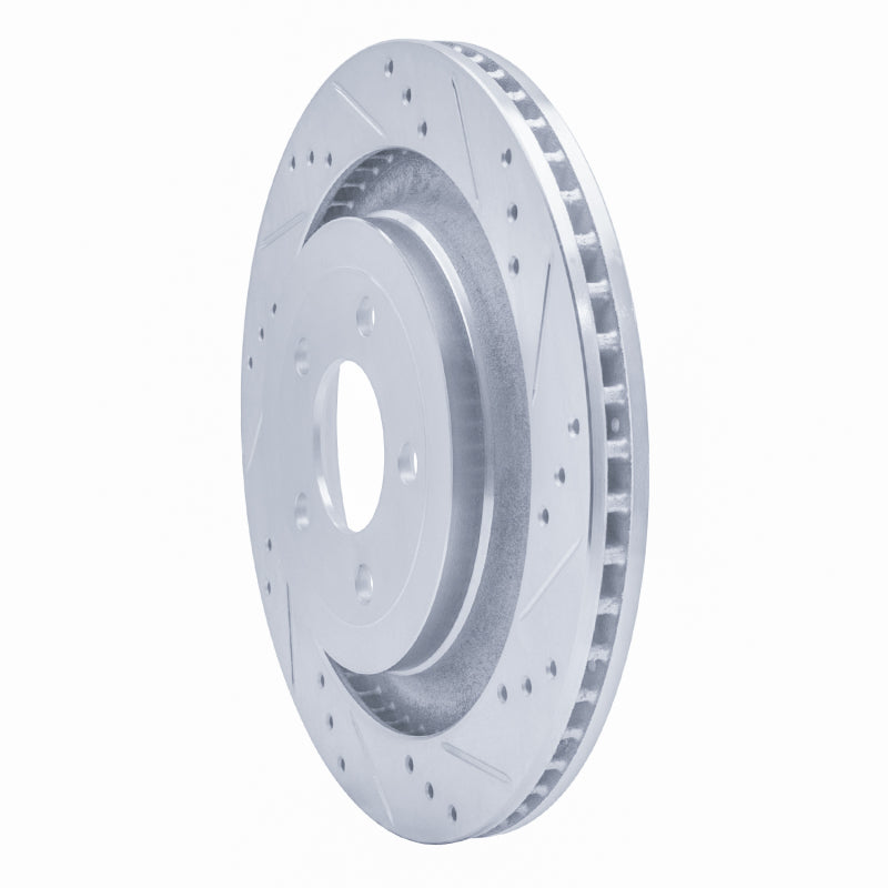 R1 Concepts R1 15-23 Ford Mustang Rear Right Drilled & Slotted Silver Brake Rotor