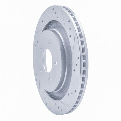 R1 Concepts R1 15-23 Ford Mustang Rear Right Drilled & Slotted Silver Brake Rotor