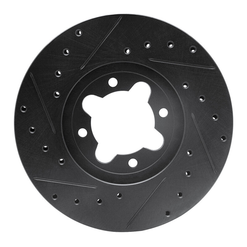 R1 Concepts R1 82-85 Toyota Celica Front Right Drilled & Slotted Black Brake Rotor