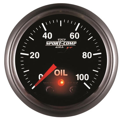 Autometer Sport-Comp II 52.4mm 0-100 PSI Oil Pressure Peak & Warn w/ Electronic Control Gauge