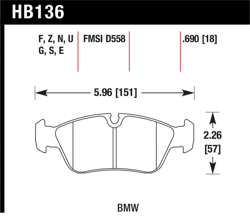 Hawk Performance Hawk BMW 318i/318iC/318iS/318Ti/325Ci/325i/325iS/325Xi/328Ci/328iC/328iS/Z3 Race DTC-60 Frt Brk Pads