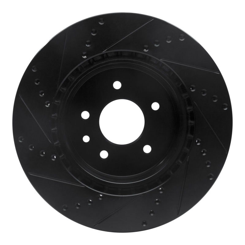 R1 Concepts R1 00-06 Jaguar XJR Rear Right Drilled & Slotted Black Brake Rotor