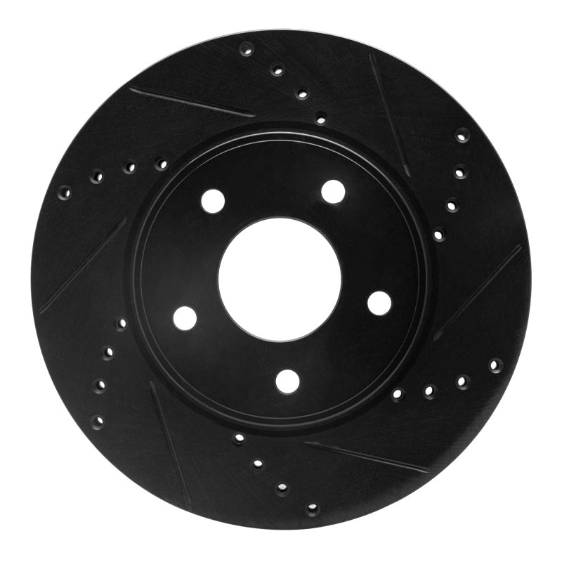 R1 Concepts R1 11-25 Chevrolet City Express Front Right Drilled & Slotted Black Brake Rotor