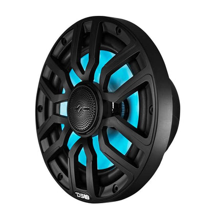 DS18 Marine 8in 2-Way 175 Watts RMS 4 ohm Digital LED Lights Bullet Tweeter Covers Included Black