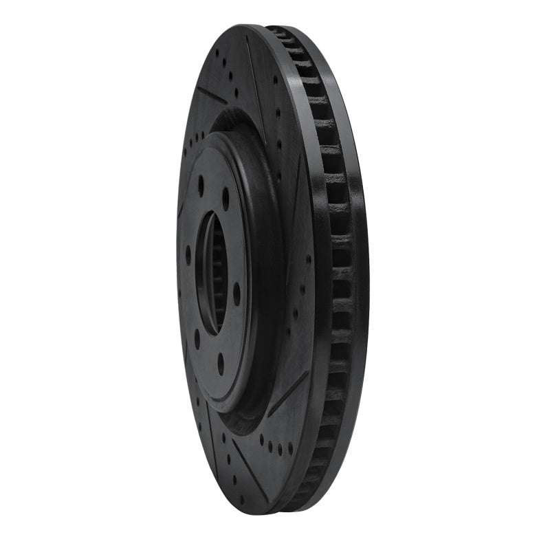 R1 Concepts R1 2021-2025 Ford F-150 4WD Front Right Drilled & Slotted Black Brake Rotor