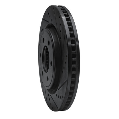 R1 Concepts R1 2021-2025 Ford F-150 4WD Front Right Drilled & Slotted Black Brake Rotor