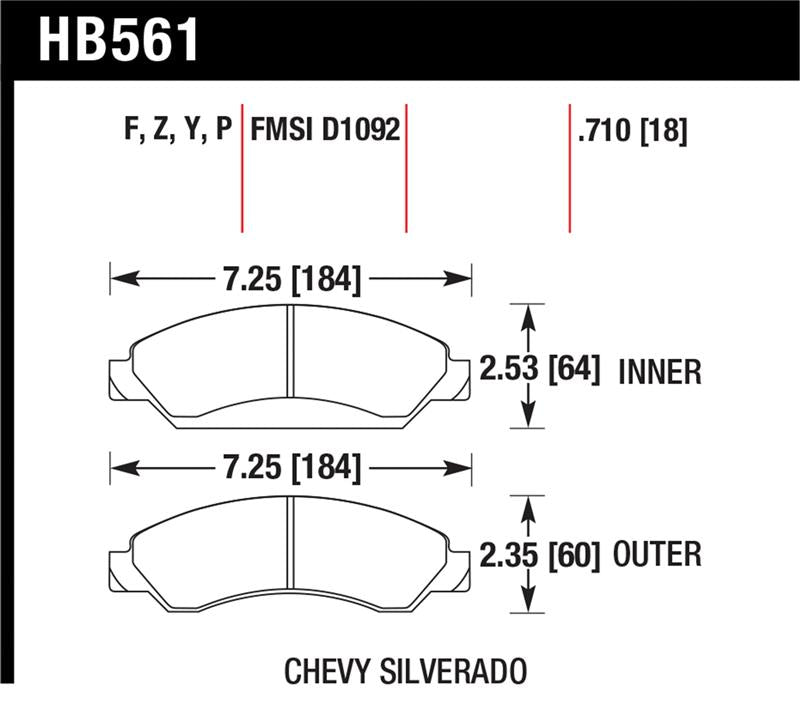 Hawk Performance Hawk 07-08 Escalade 6.2 / 07-08 Avalanche Super Duty Front Brake Pads