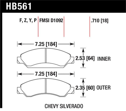 Hawk Performance Hawk 07-08 Escalade 6.2 / 07-08 Avalanche Super Duty Front Brake Pads