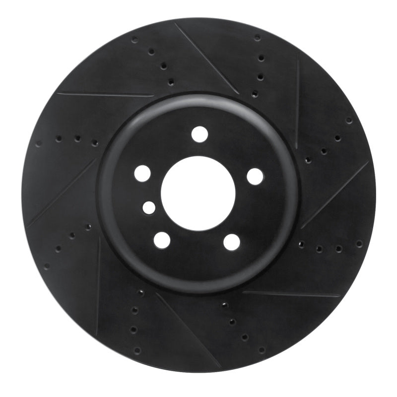 R1 Concepts R1 09-17 BMW 550I GT Right Front Drilled & Slotted Black Brake Rotor