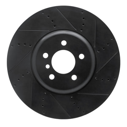 R1 Concepts R1 09-17 BMW 550I GT Right Front Drilled & Slotted Black Brake Rotor