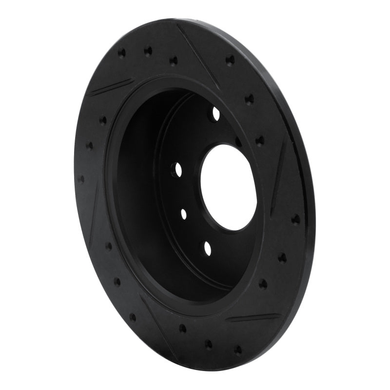 R1 Concepts R1 89-91 Mazda RX-7 Rear Left Drilled & Slotted Black Brake Rotor