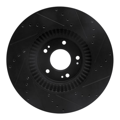 R1 Concepts R1 09-14 Hyundai Genesis Sedan Front Left Drilled & Slotted Black Brake Rotor