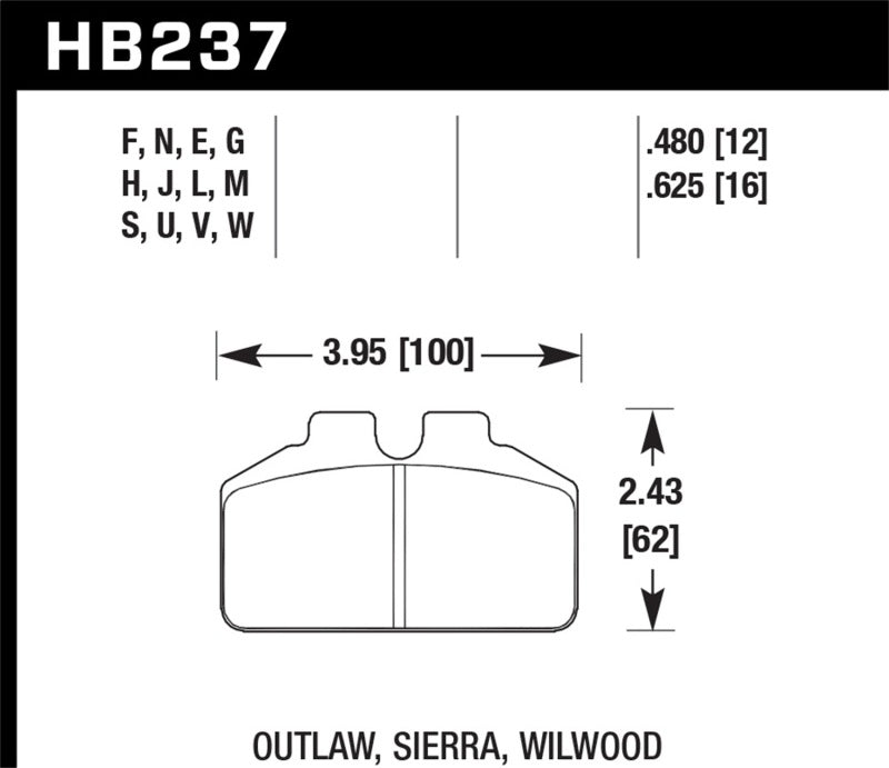 Hawk Performance Hawk Wilwood BB / AP Racing / Outlaw Black Rear Brake Pads