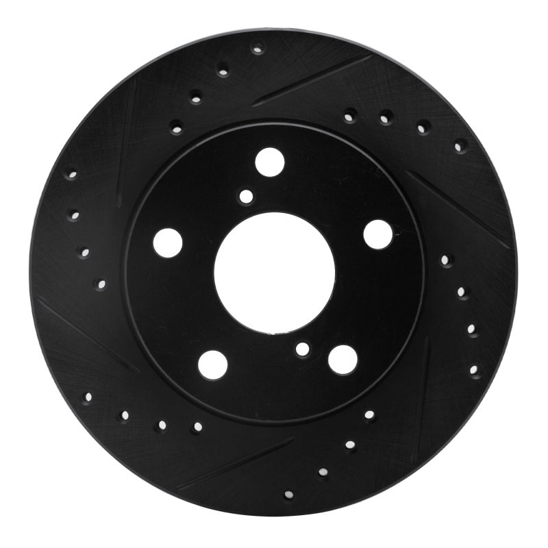 R1 Concepts R1 91-95 Toyota MR2 Front Left Drilled & Slotted Black Brake Rotor