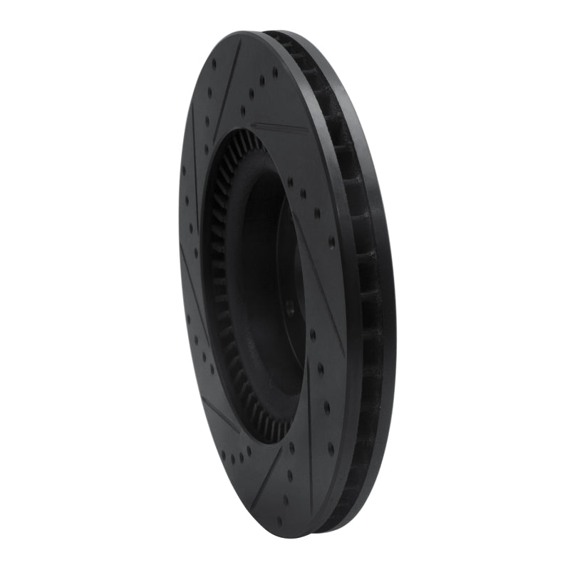 R1 Concepts R1 09-11 Hyundai Genesis Sedan Front Right Drilled & Slotted Black Brake Rotor