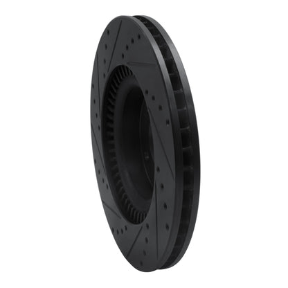 R1 Concepts R1 09-11 Hyundai Genesis Sedan Front Right Drilled & Slotted Black Brake Rotor