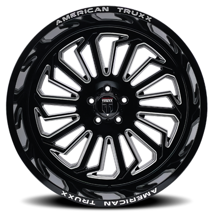 American Truxx AT1916 Butcher 24x14 / 5x127 BP / -76mm Offset / 71.6mm Hub Gloss Black Milled Wheel