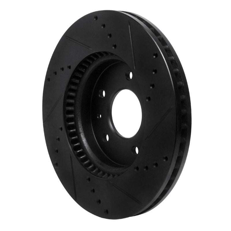 R1 Concepts R1 07-15 Chevrolet Captiva Front Left Drilled & Slotted Black Brake Rotor