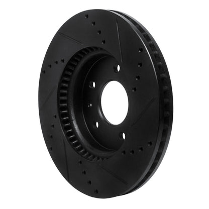 R1 Concepts R1 07-15 Chevrolet Captiva Front Left Drilled & Slotted Black Brake Rotor