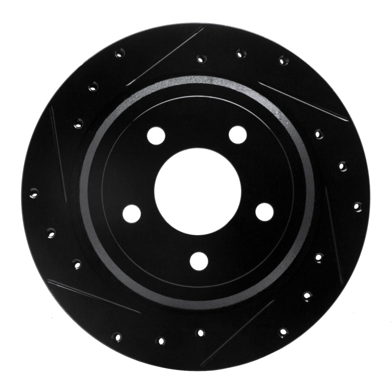 R1 Concepts R1 03-11 Ford Crown Victoria Rear Left Drilled & Slotted Black Brake Rotor