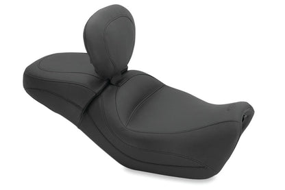 Mustang Motorcycle Mustang 15-21 Harley Street Standard Touring 1PC Seat w/Driver Backrest - Black