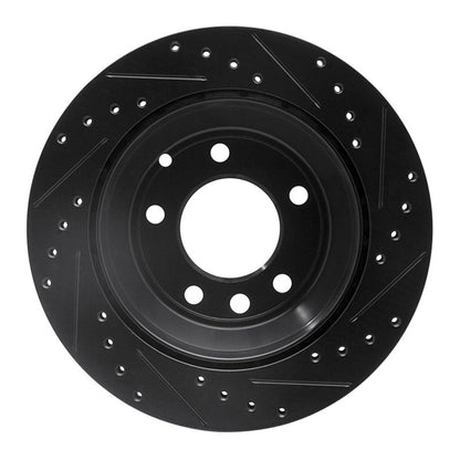 R1 Concepts R1 03-18 Audi Q7 Rear Left Drilled & Slotted Black Brake Rotor