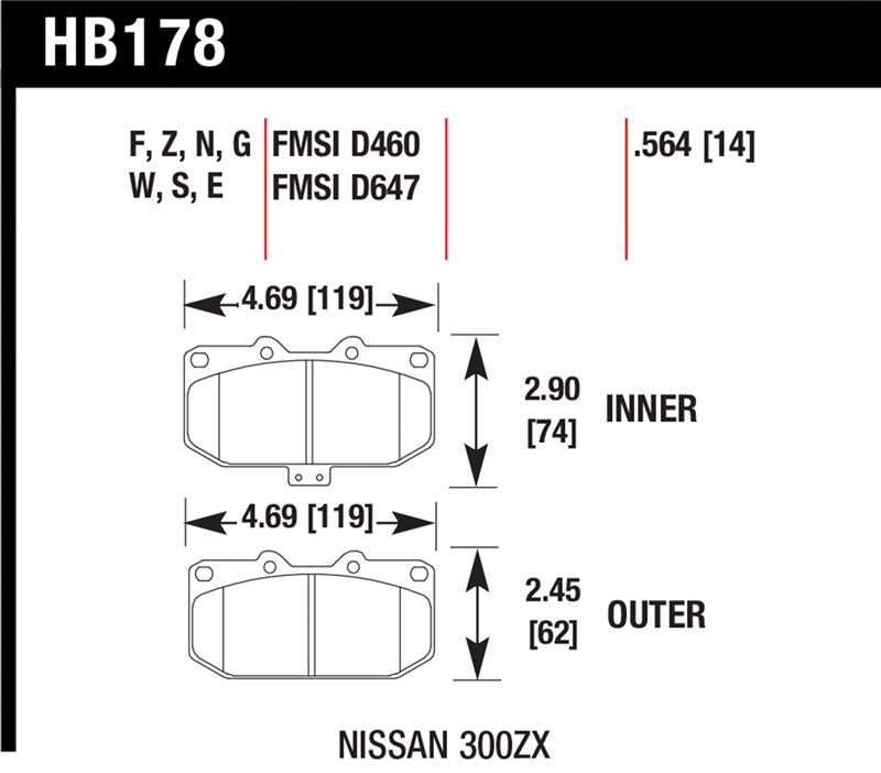 Hawk Performance Hawk 06-07 WRX / 89-96 Nissan 300ZX / 89-93 Skyline GT-R HP+ Street Front Brake Pads