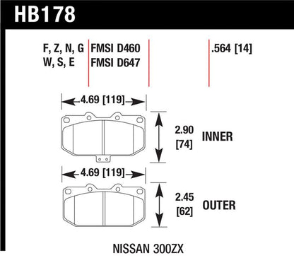 Hawk Performance Hawk 06-07 WRX / 89-96 Nissan 300ZX / 89-93 Skyline GT-R HP+ Street Front Brake Pads