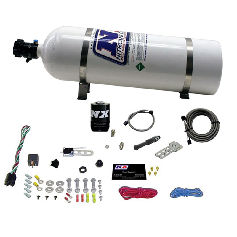 Nitrous Express Dry EFI Single Nozzle Nitrous Kit (35-150HP) w/15lb Bottle