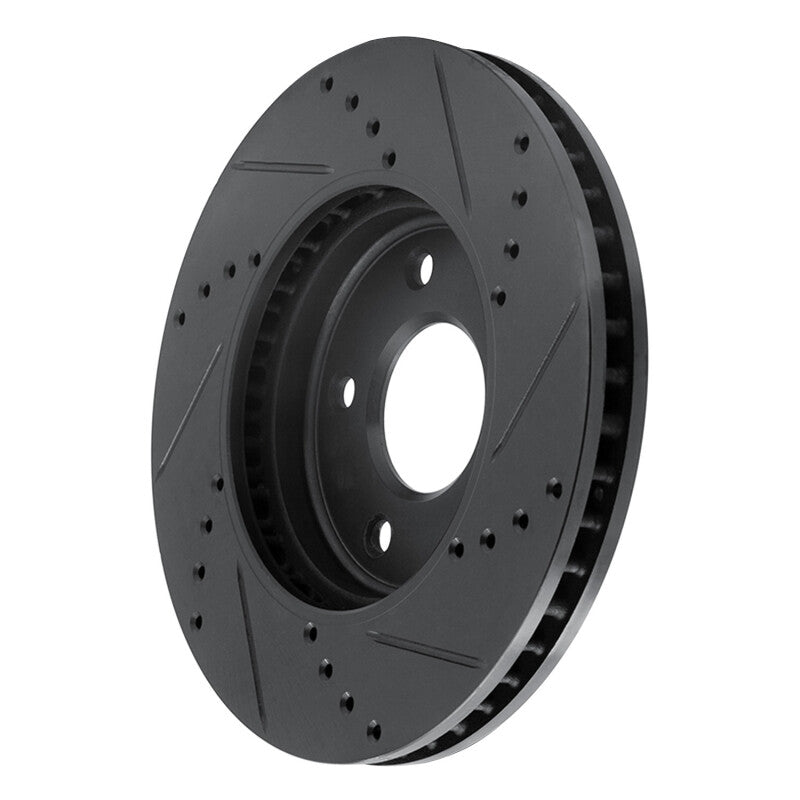 R1 Concepts R1 11-25 Chevrolet City Express Front Left Drilled & Slotted Black Brake Rotor
