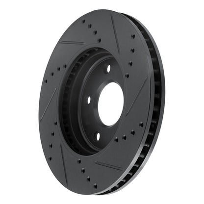R1 Concepts R1 11-25 Chevrolet City Express Front Left Drilled & Slotted Black Brake Rotor
