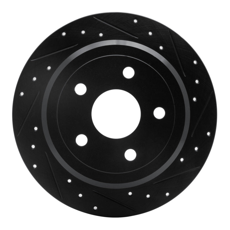 R1 Concepts R1 2007-2018 Jeep Wrangler Rear Right Drilled & Slotted Black Brake Rotor