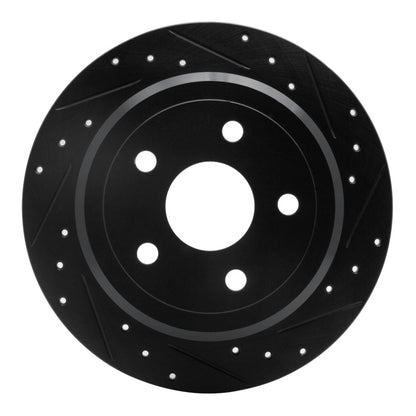 R1 Concepts R1 2007-2018 Jeep Wrangler Rear Right Drilled & Slotted Black Brake Rotor