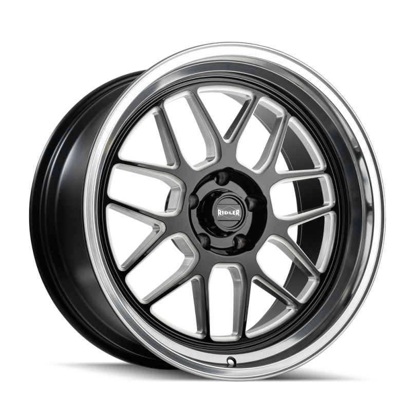 Ridler Wheels Ridler 611 18x9.5 / 5x120.65 BP / 0mm OS / 83.82mm Hub Gls Blk/Mill w/ Diamond Cut Lip Wheel