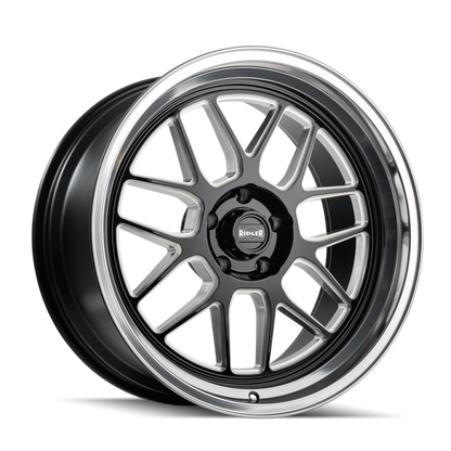 Ridler Wheels Ridler 611 18x9.5 / 5x120.65 BP / 0mm OS / 83.82mm Hub Gls Blk/Mill w/ Diamond Cut Lip Wheel
