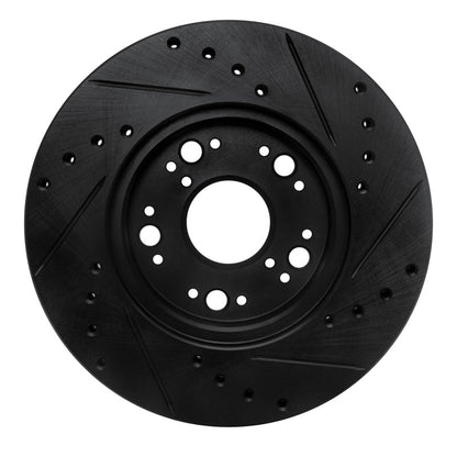 R1 Concepts R1 90-90 Lexus LS400 Front Left Drilled & Slotted Black Brake Rotor